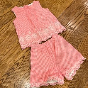 Baby Gap - pink checked 2 piece set w/ embroidered cutouts - Size 3